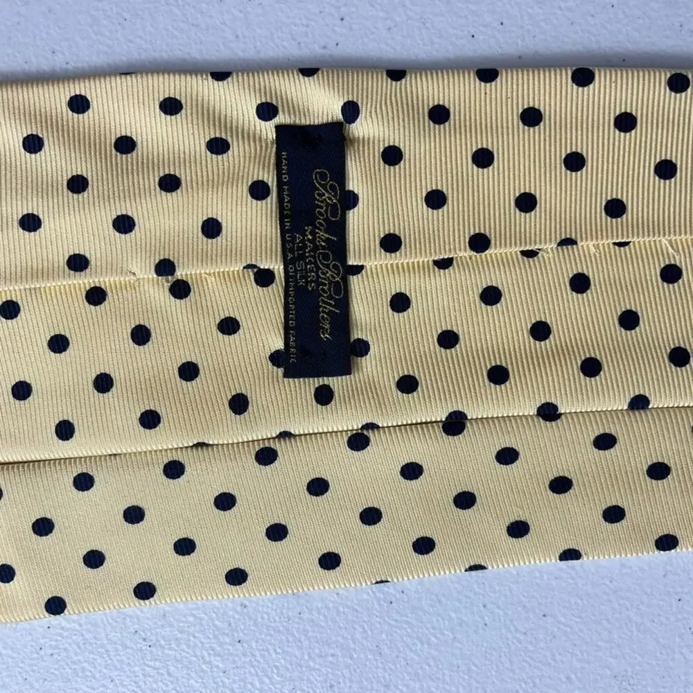 Brooks Brothers Makers Tie Men's All Silk Yellow & Blue Dots Handmade In USA